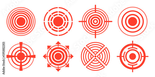 Pain concentration, headache, toothache  icon, radial pain target icon set