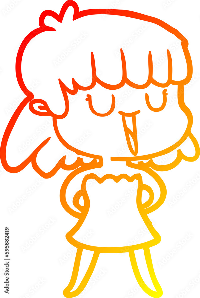 warm gradient line drawing of a cartoon woman warm gradient line drawing of a cartoon woman