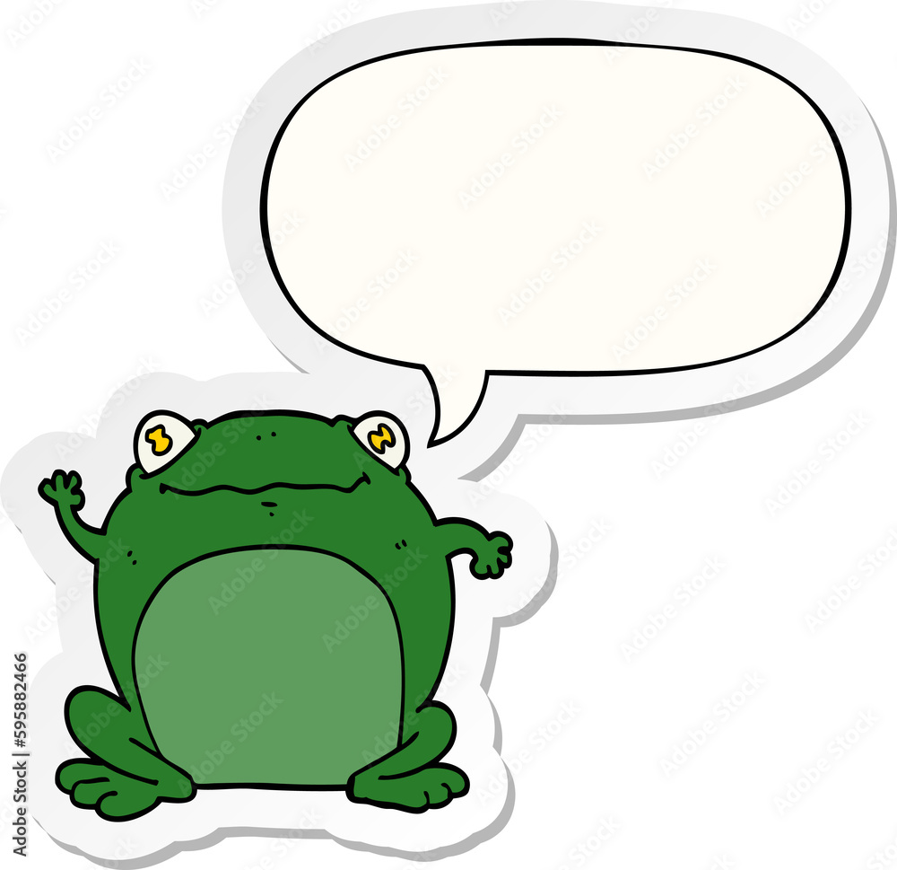 cartoon frog with speech bubble sticker cartoon frog with speech bubble sticker