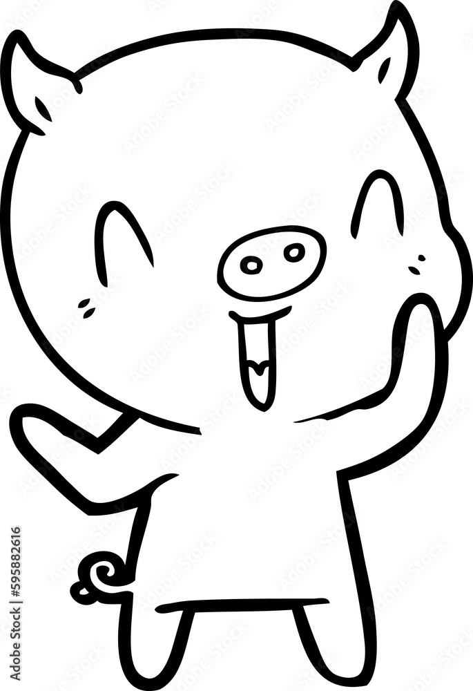 happy cartoon pig