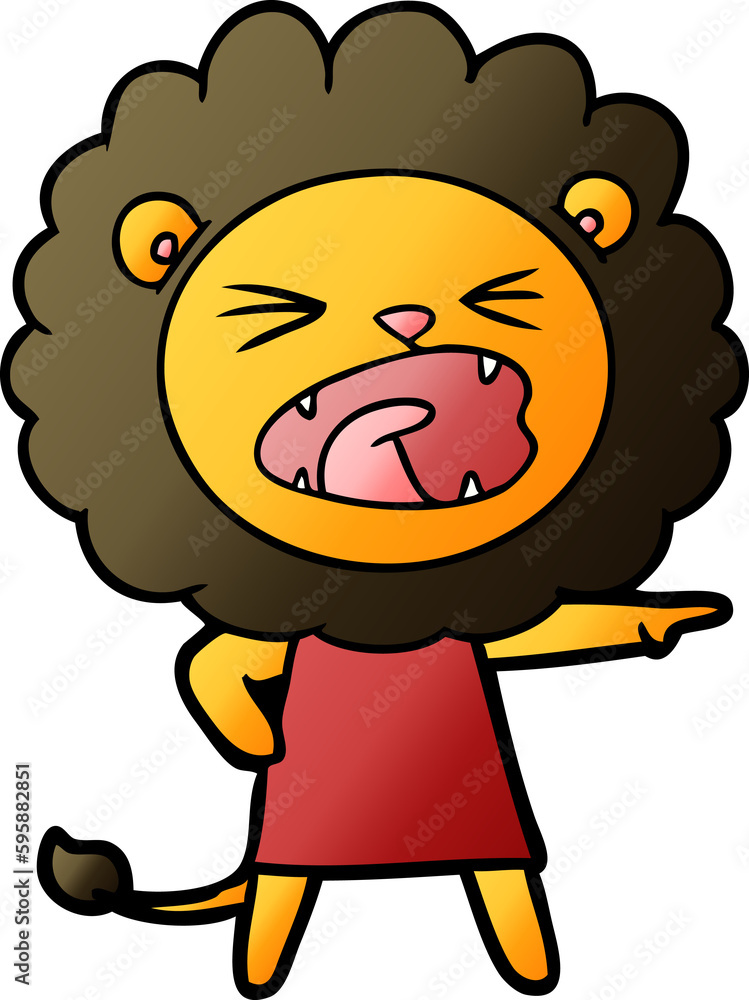 cartoon angry lion in dress cartoon angry lion in dress