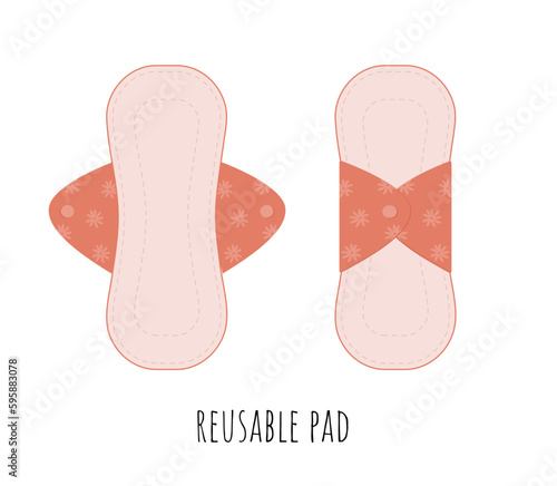 Reusable menstrual pads vector illustration. Zero waste woman hygiene period product. No plastic, sustainable concept