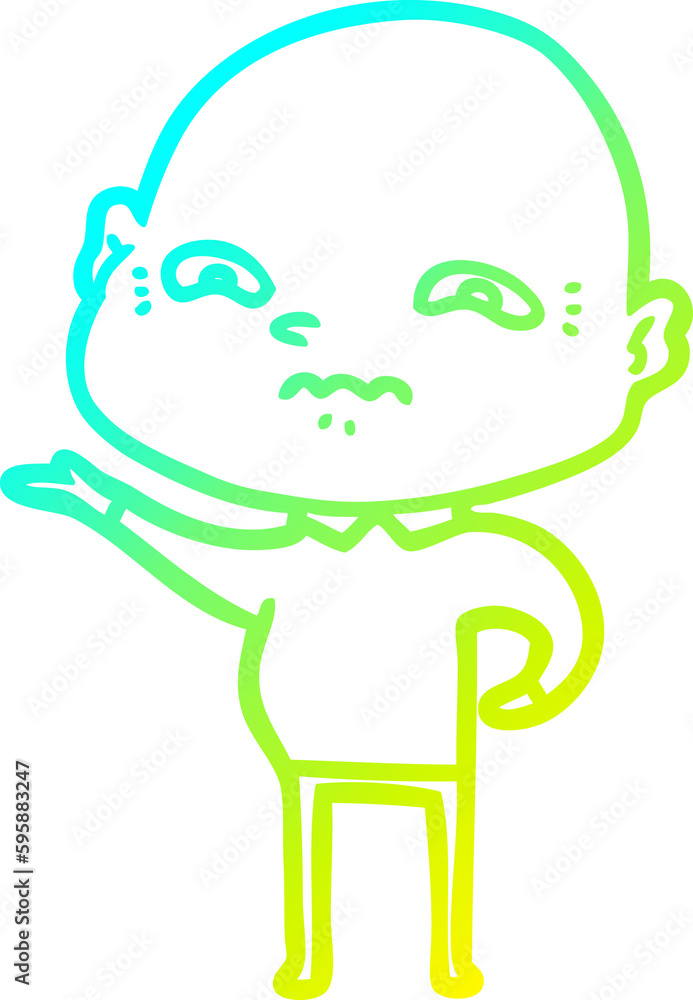 cold gradient line drawing of a cartoon nervous man cold gradient line drawing of a cartoon nervous man