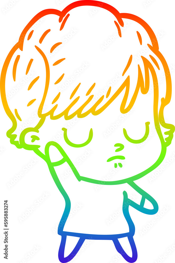 rainbow gradient line drawing of a cartoon woman rainbow gradient line drawing of a cartoon woman