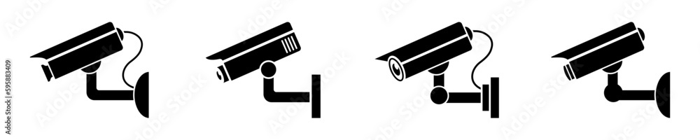 Set of cctv camera vector icons. Video surveillance. Monitoring system. Observe zone. Set of cctv camera vector icons. Video surveillance. Monitoring system. Observe zone.