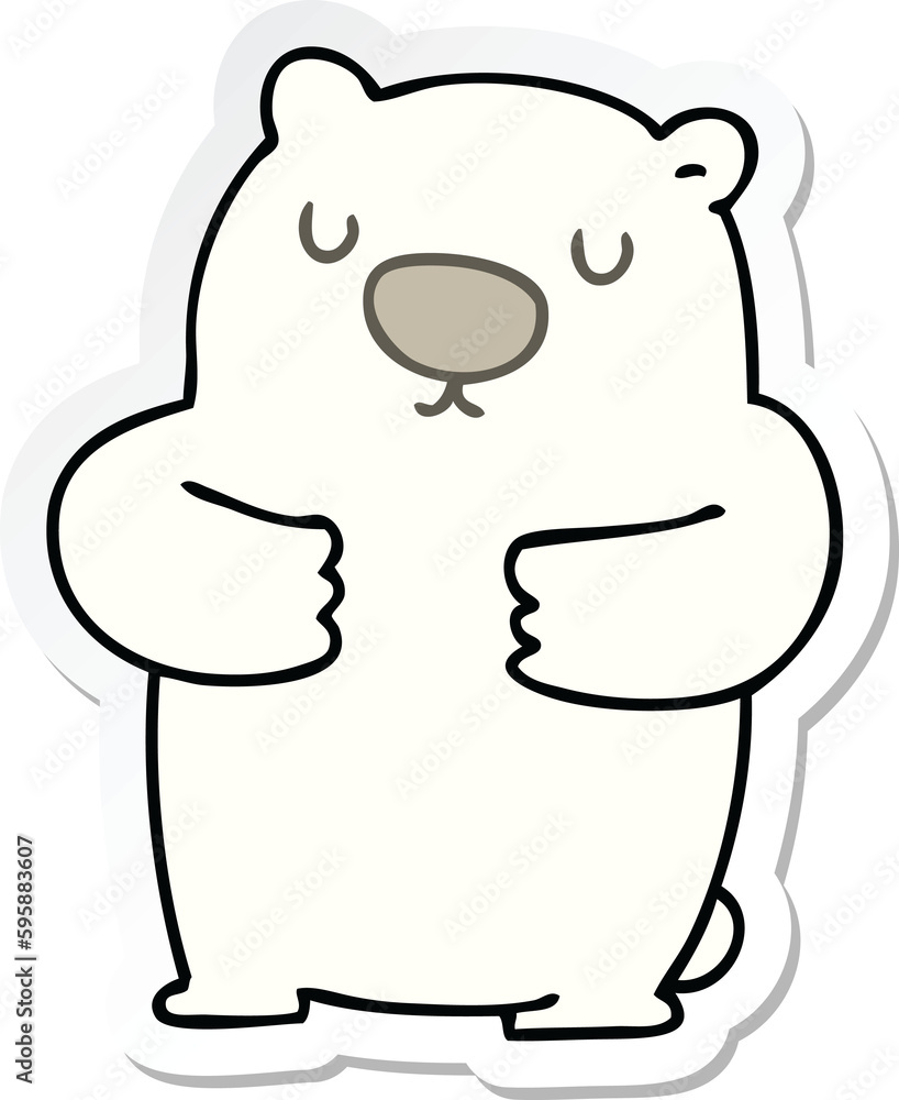 sticker of a quirky hand drawn cartoon polar bear sticker of a quirky hand drawn cartoon polar bear