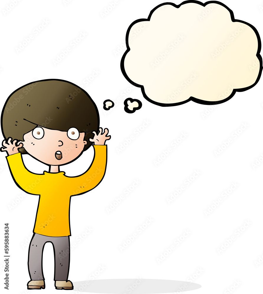cartoon startled boy with thought bubble cartoon startled boy with thought bubble