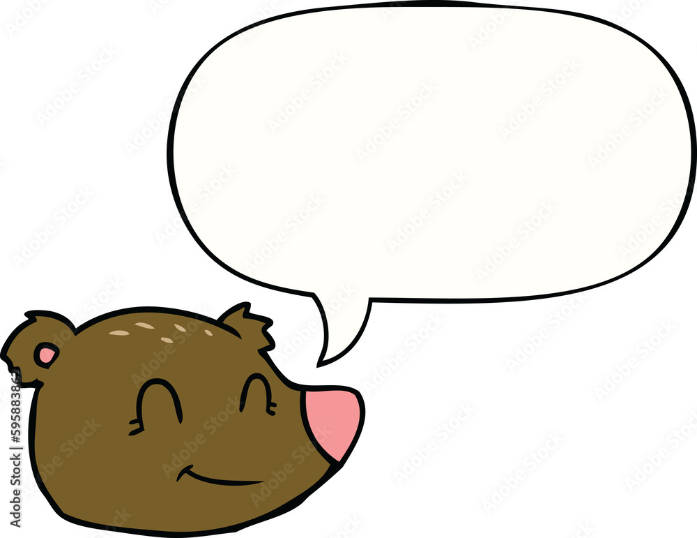 cartoon happy bear face with speech bubble cartoon happy bear face with speech bubble