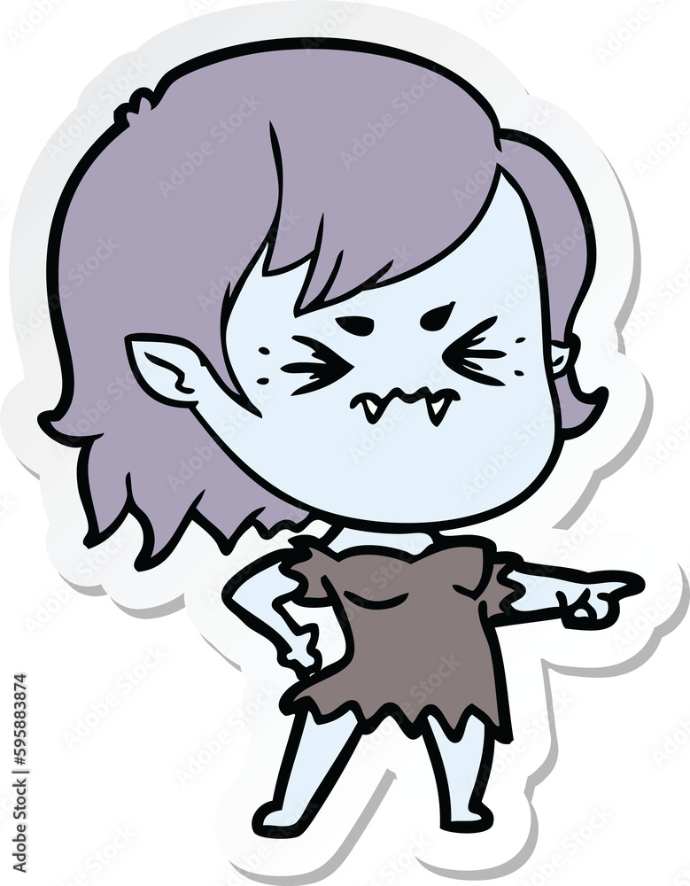 sticker of a annoyed cartoon vampire girl sticker of a annoyed cartoon vampire girl