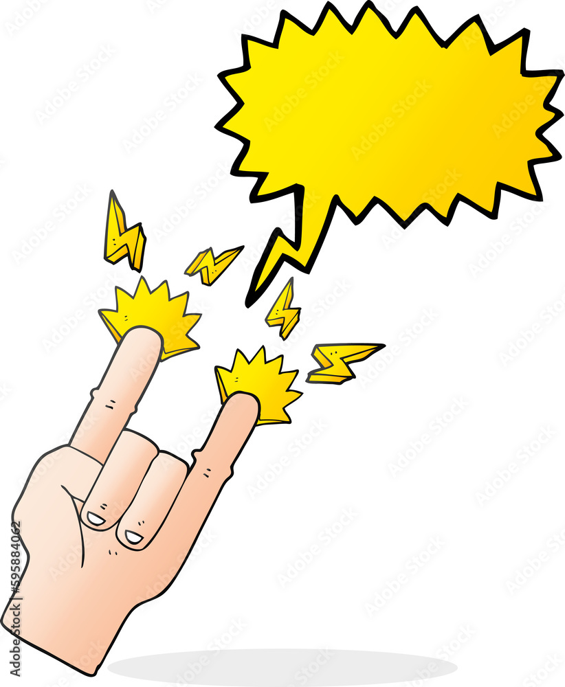 freehand drawn speech bubble cartoon hand making rock symbol freehand drawn speech bubble cartoon hand making rock symbol