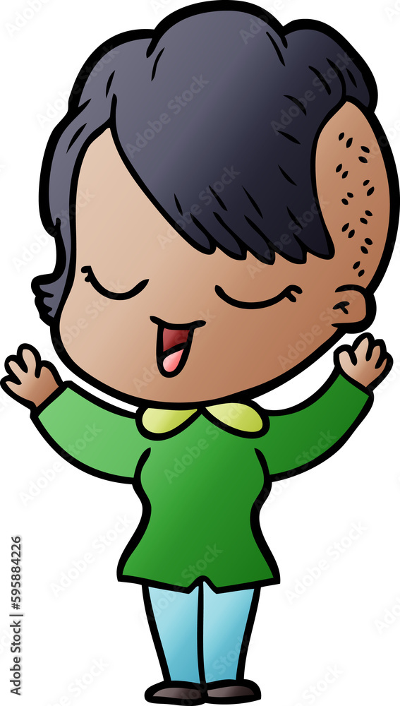 happy cartoon girl