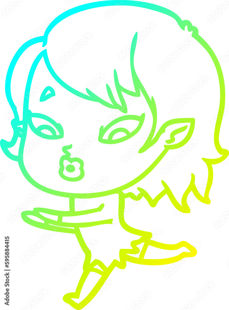 cold gradient line drawing of a cute cartoon vampire girl cold gradient line drawing of a cute cartoon vampire girl