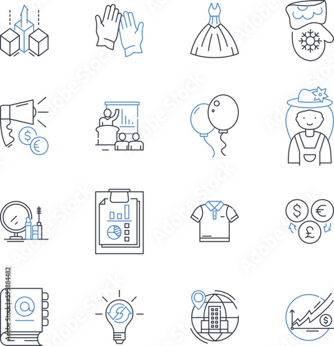 Crafts market line icons collection. Artisan, Handmade, Unique, Local, Vintage, Custom, Boutique vector and linear illustration. Homemade,Creative,Fair-trade outline signs set