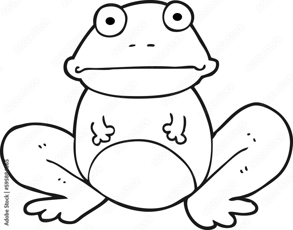 freehand drawn black and white cartoon frog freehand drawn black and white cartoon frog