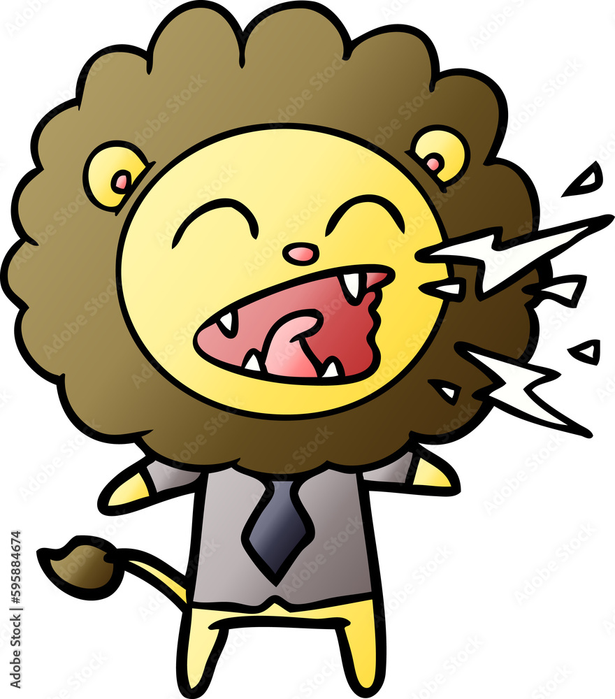 cartoon roaring lion businessman cartoon roaring lion businessman