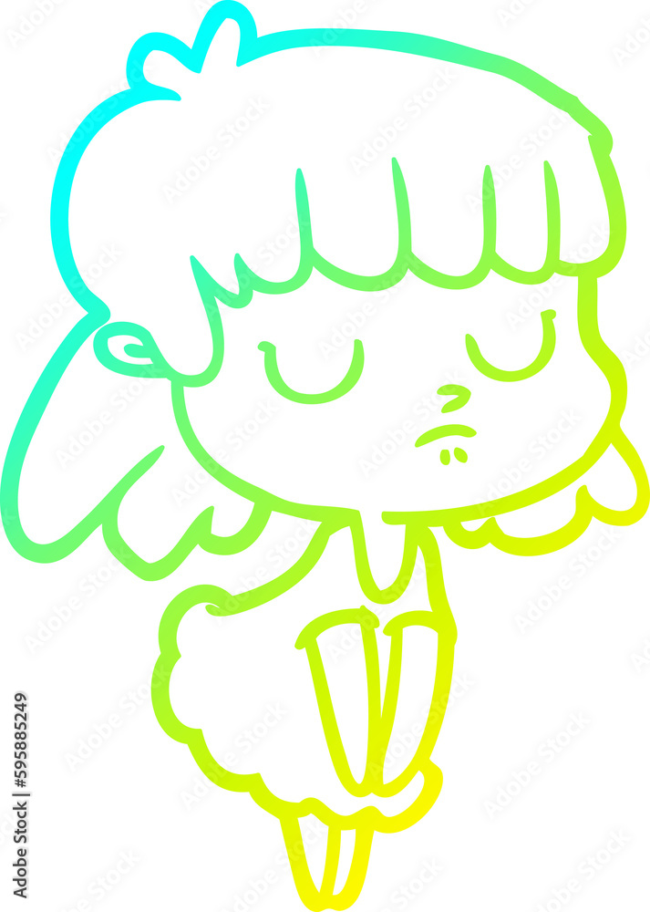 cold gradient line drawing of a cartoon indifferent woman cold gradient line drawing of a cartoon indifferent woman
