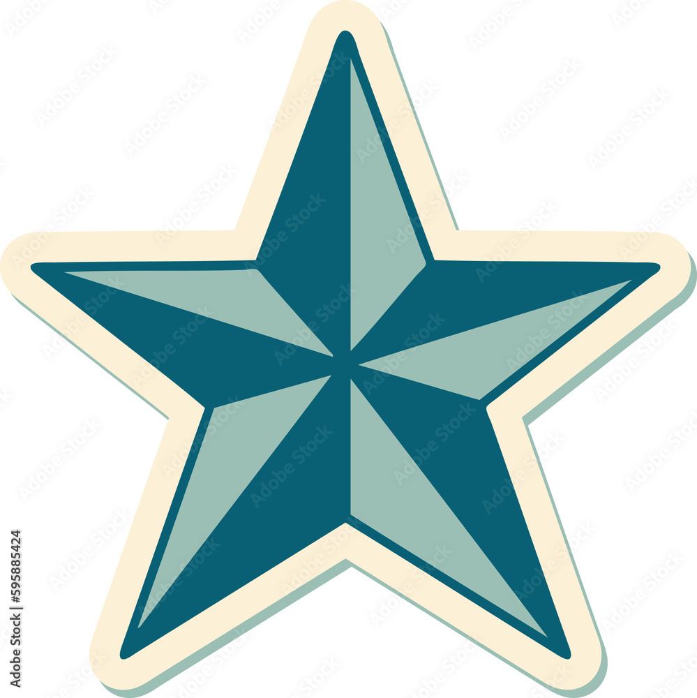 sticker of tattoo in traditional style of a star sticker of tattoo in traditional style of a star