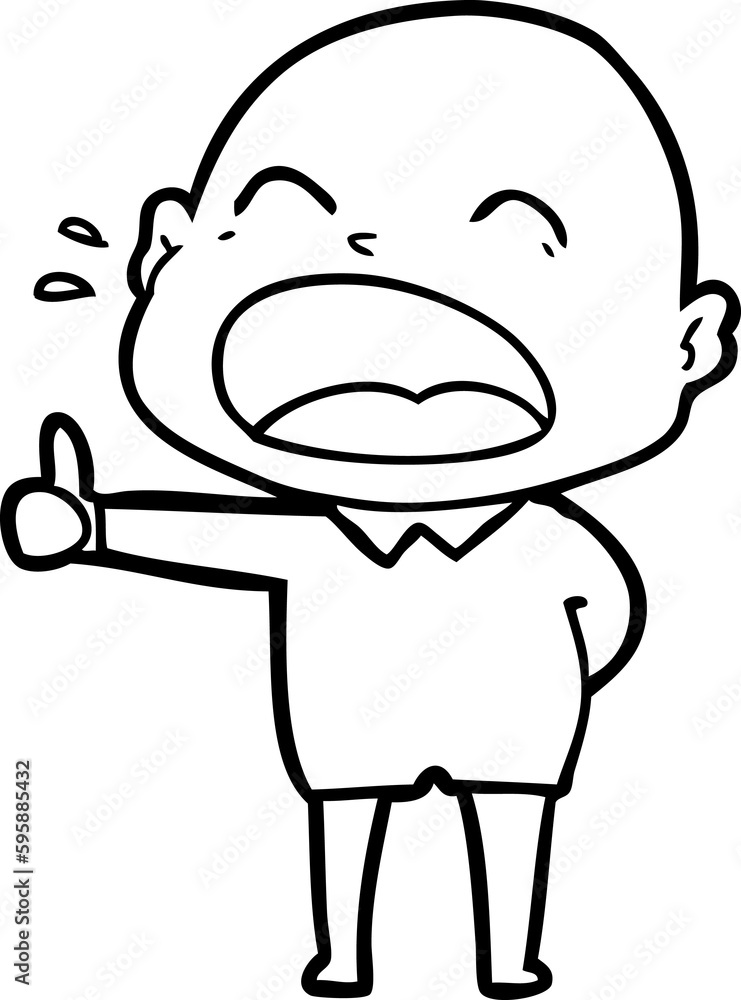 Obraz premium cartoon shouting bald man