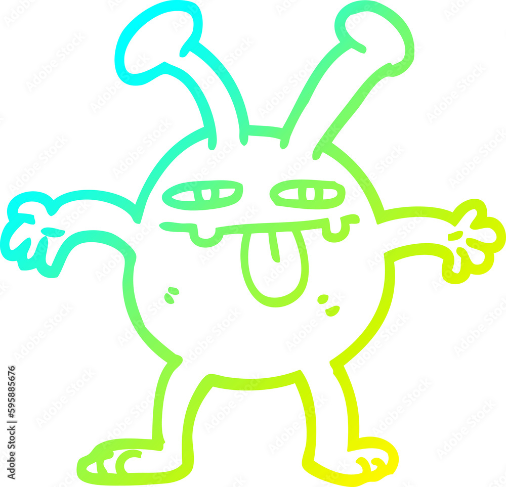 cold gradient line drawing of a cartoon monster cold gradient line drawing of a cartoon monster