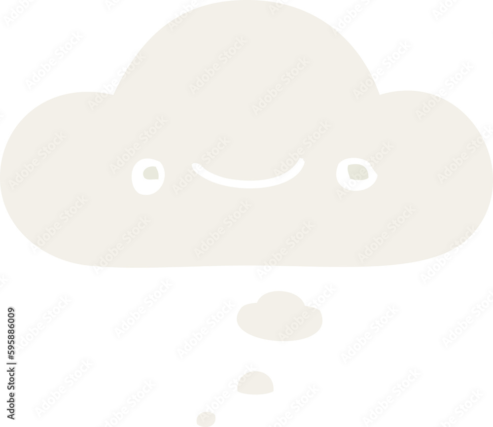 happy cartoon face with thought bubble in retro style happy cartoon face with thought bubble in retro style