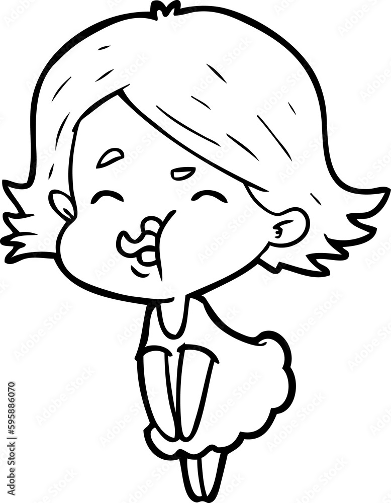 Fototapeta premium cartoon girl pulling face