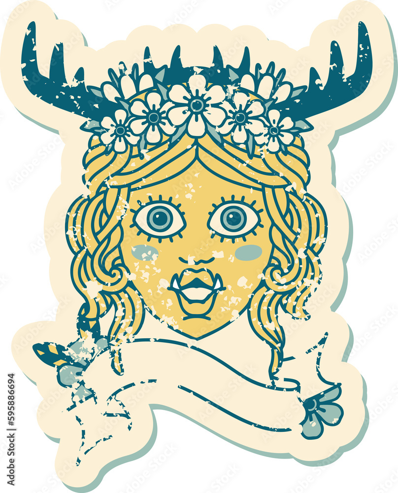 Retro Tattoo Style orc druid character face Retro Tattoo Style orc druid character face