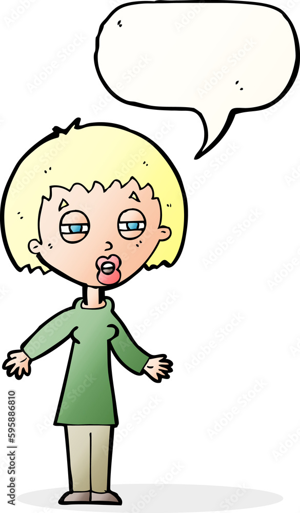 cartoon tired woman with speech bubble cartoon tired woman with speech bubble