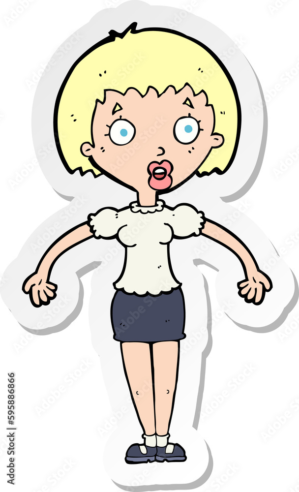 sticker of a cartoon confused woman shrugging shoulders sticker of a cartoon confused woman shrugging shoulders