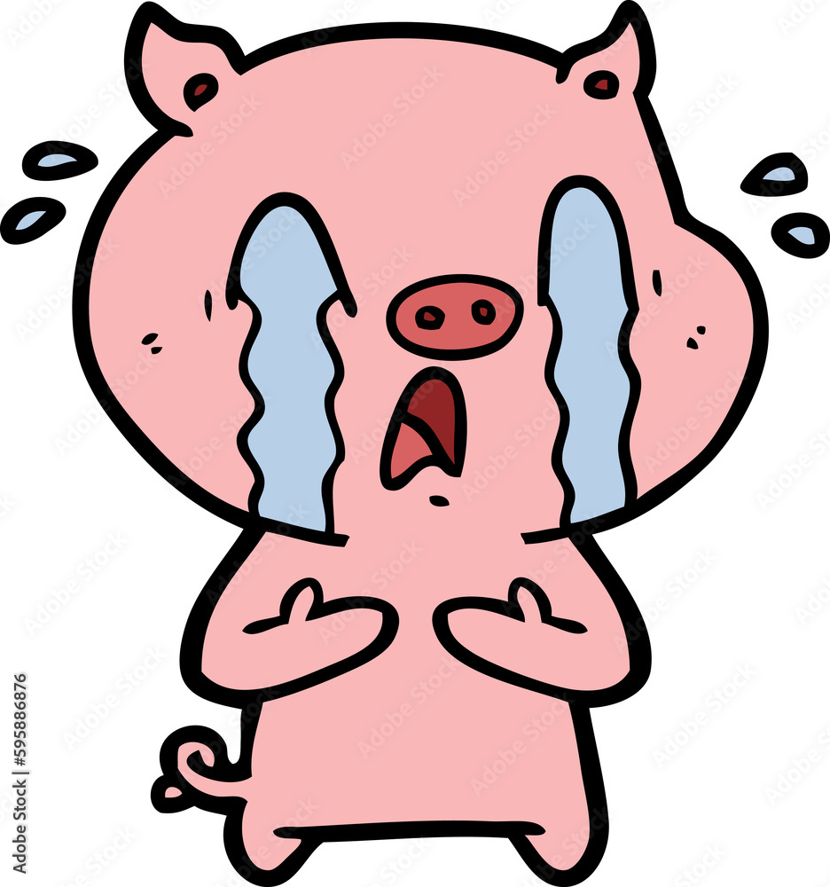 Obraz premium crying pig cartoon