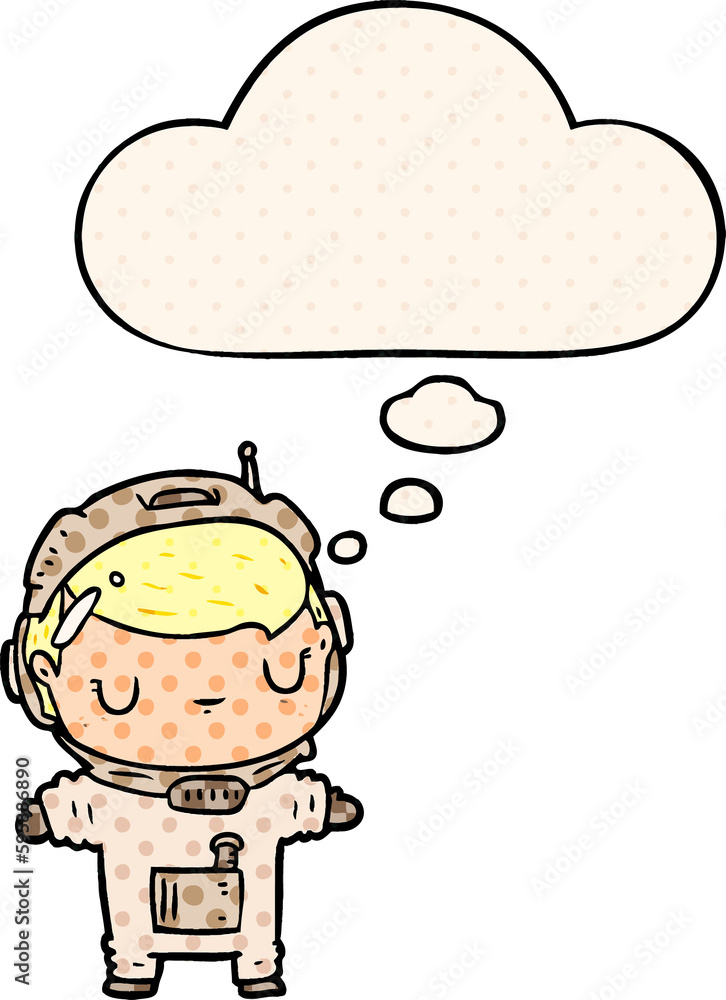 cartoon astronaut with thought bubble in comic book style cartoon astronaut with thought bubble in comic book style