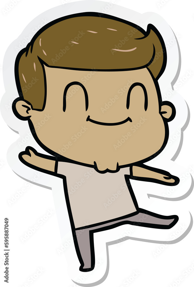 sticker of a cartoon happy man sticker of a cartoon happy man