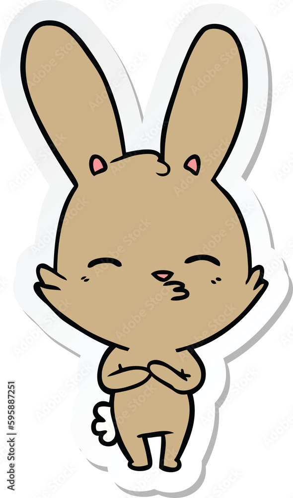 sticker of a curious bunny cartoon sticker of a curious bunny cartoon