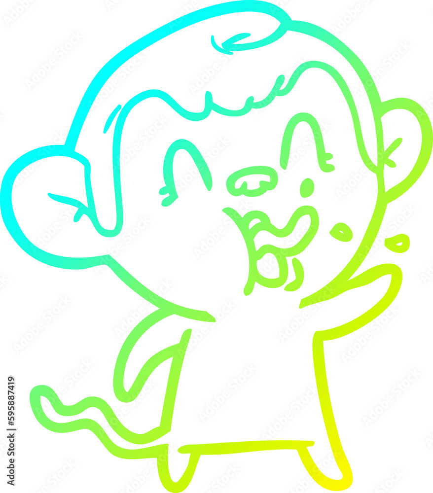 cold gradient line drawing of a crazy cartoon monkey cold gradient line drawing of a crazy cartoon monkey