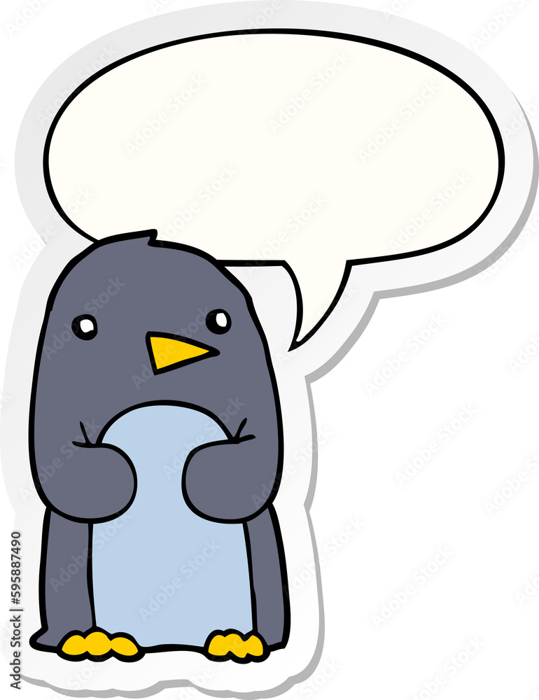 cartoon penguin with speech bubble sticker cartoon penguin with speech bubble sticker