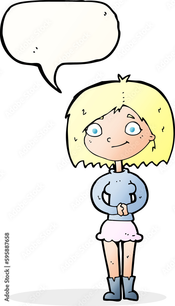 cartoon happy woman with speech bubble cartoon happy woman with speech bubble