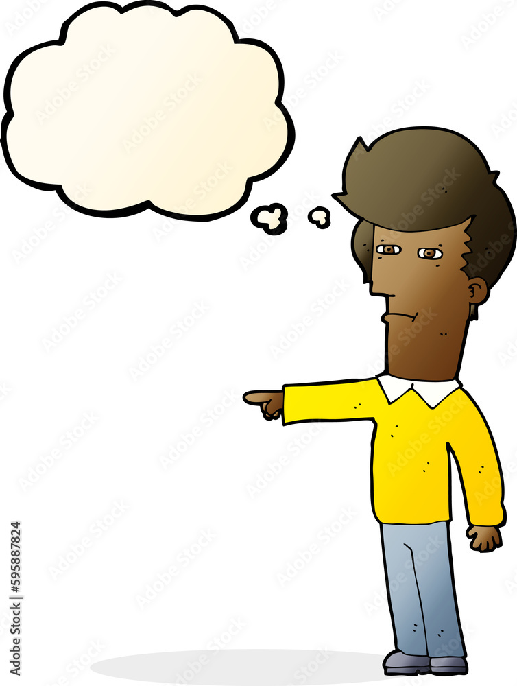 cartoon man blaming with thought bubble cartoon man blaming with thought bubble