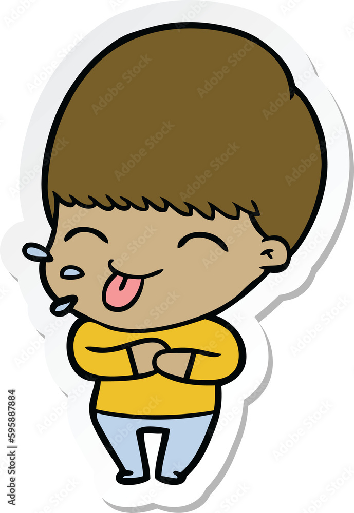 sticker of a cartoon boy sticking out tongue sticker of a cartoon boy sticking out tongue