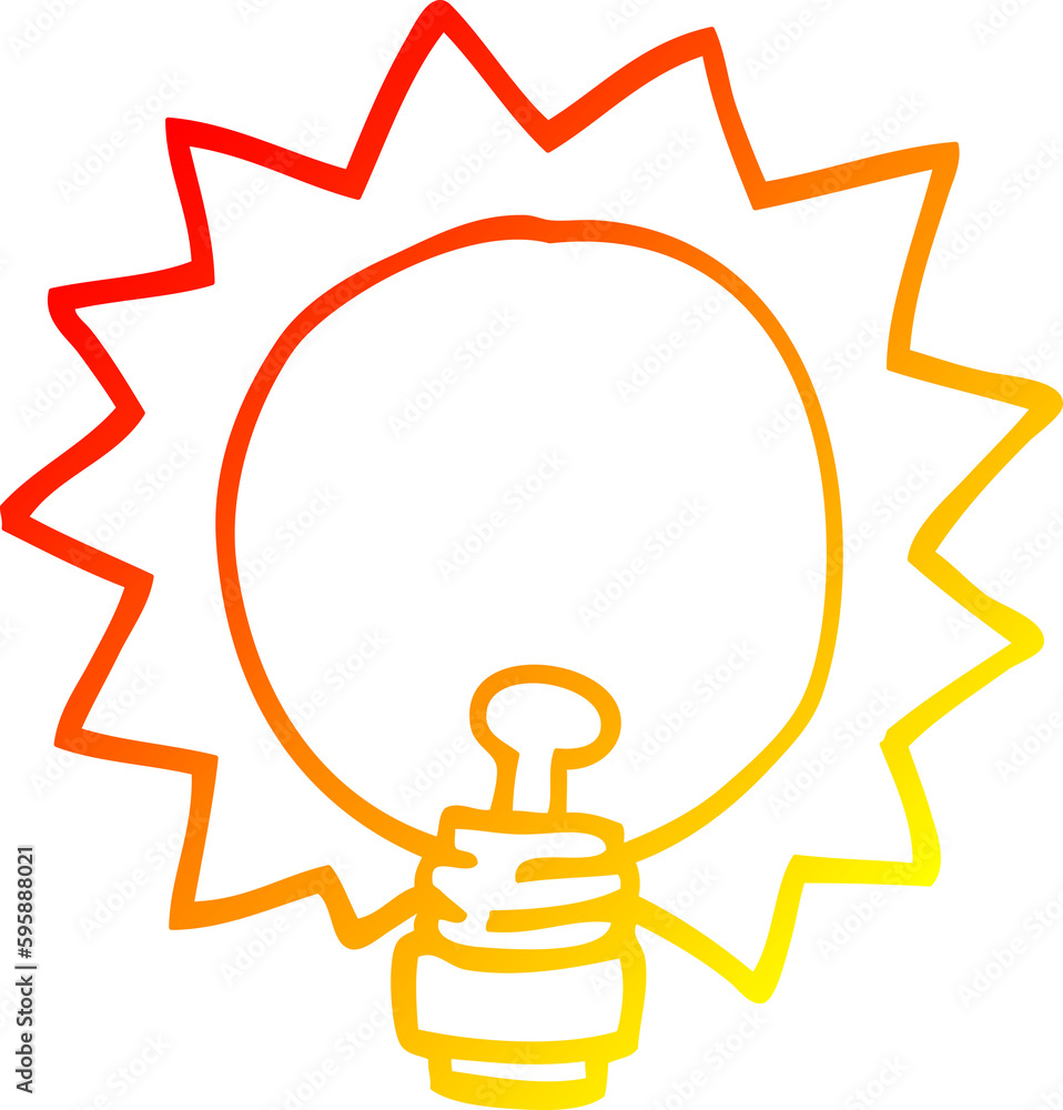 warm gradient line drawing of a cartoon light bulb warm gradient line drawing of a cartoon light bulb