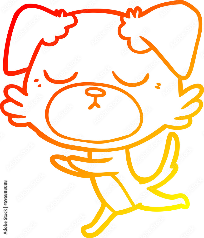 warm gradient line drawing of a cute cartoon dog warm gradient line drawing of a cute cartoon dog