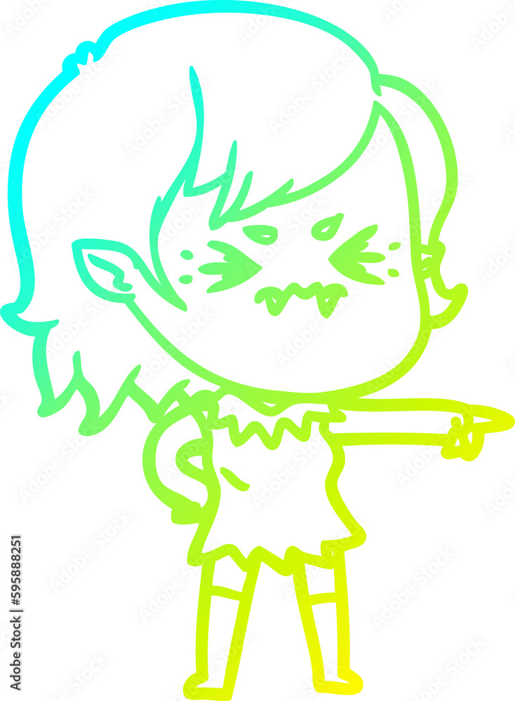 cold gradient line drawing of a annoyed cartoon vampire girl cold gradient line drawing of a annoyed cartoon vampire girl