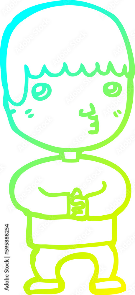 cold gradient line drawing of a cartoon man thinking cold gradient line drawing of a cartoon man thinking