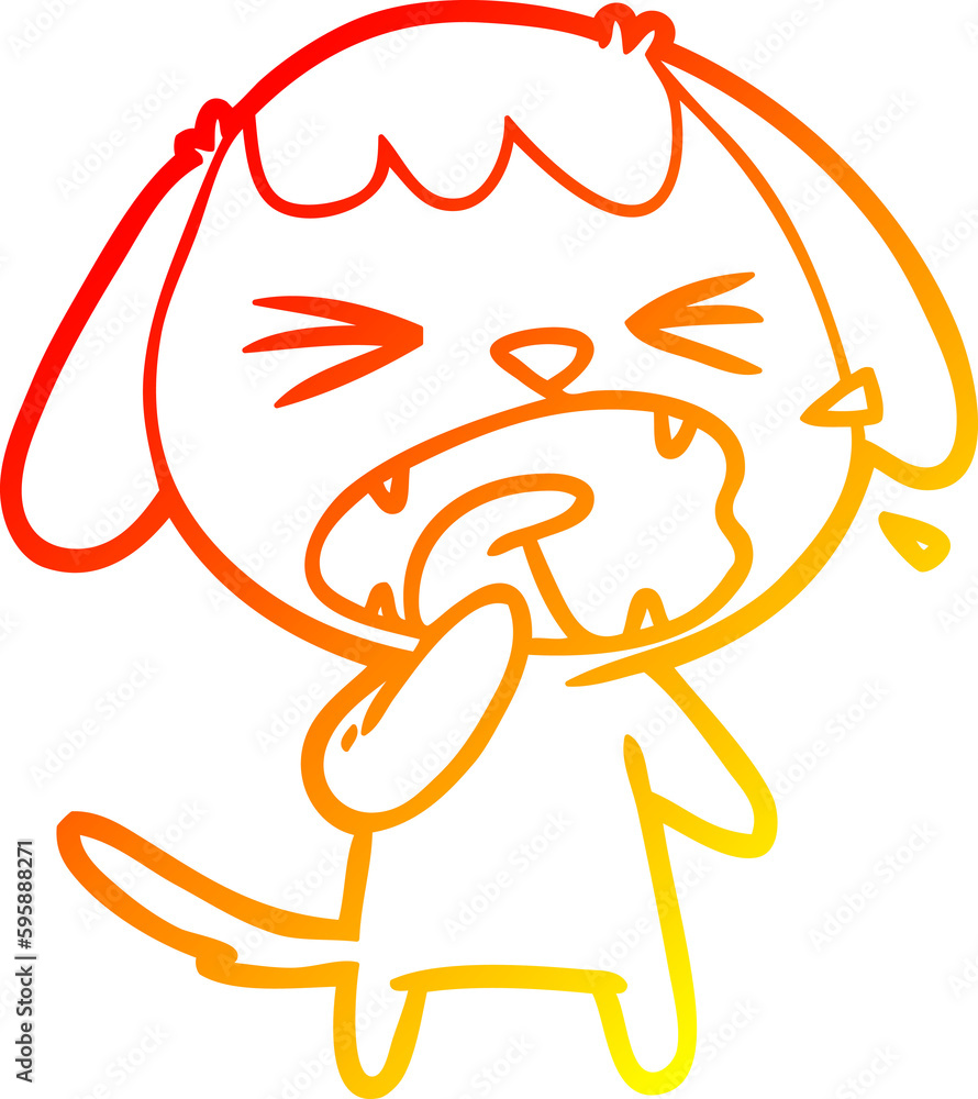 warm gradient line drawing of a cute cartoon dog barking warm gradient line drawing of a cute cartoon dog barking