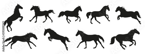 Running horse silhouette. Vector illustration.