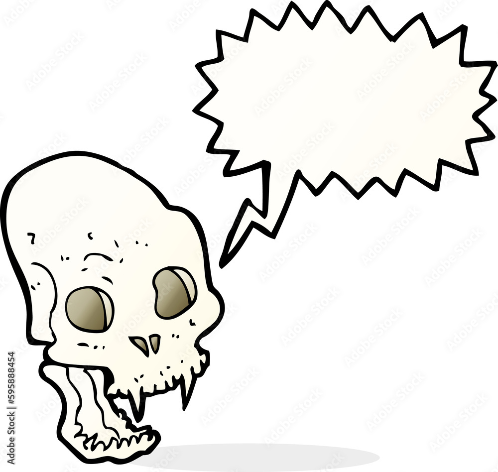 cartoon spooky vampire skull with speech bubble cartoon spooky vampire skull with speech bubble