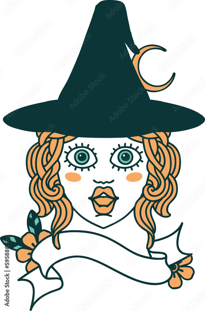 Retro Tattoo Style human witch character face Retro Tattoo Style human witch character face