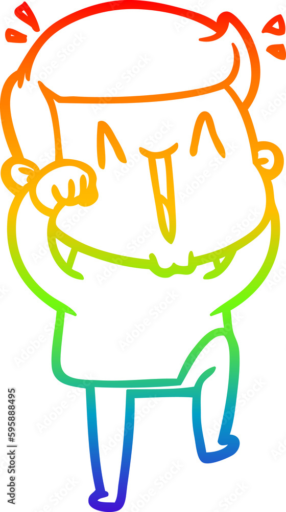 rainbow gradient line drawing of a cartoon excited man rainbow gradient line drawing of a cartoon excited man