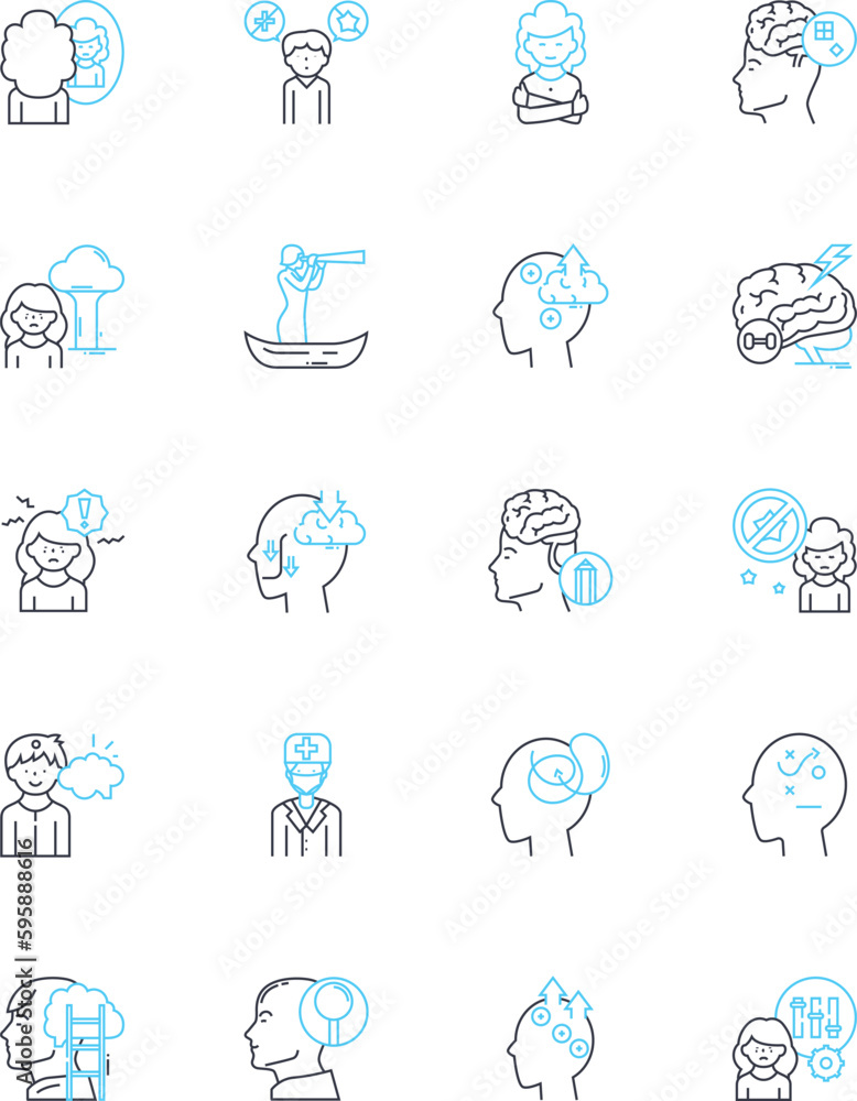 Rational Thinking linear icons set. Reasoning, Logic, Analysis, Objectivity, Clarity, Rationality, Inference line vector and concept signs. Intellect,Insight,Fact-based outline illustrations Rational Thinking linear icons set. Reasoning, Logic, Analysis, Objectivity, Clarity, Rationality, Inference line vector and concept signs. Intellect,Insight,Fact-based outline illustrations