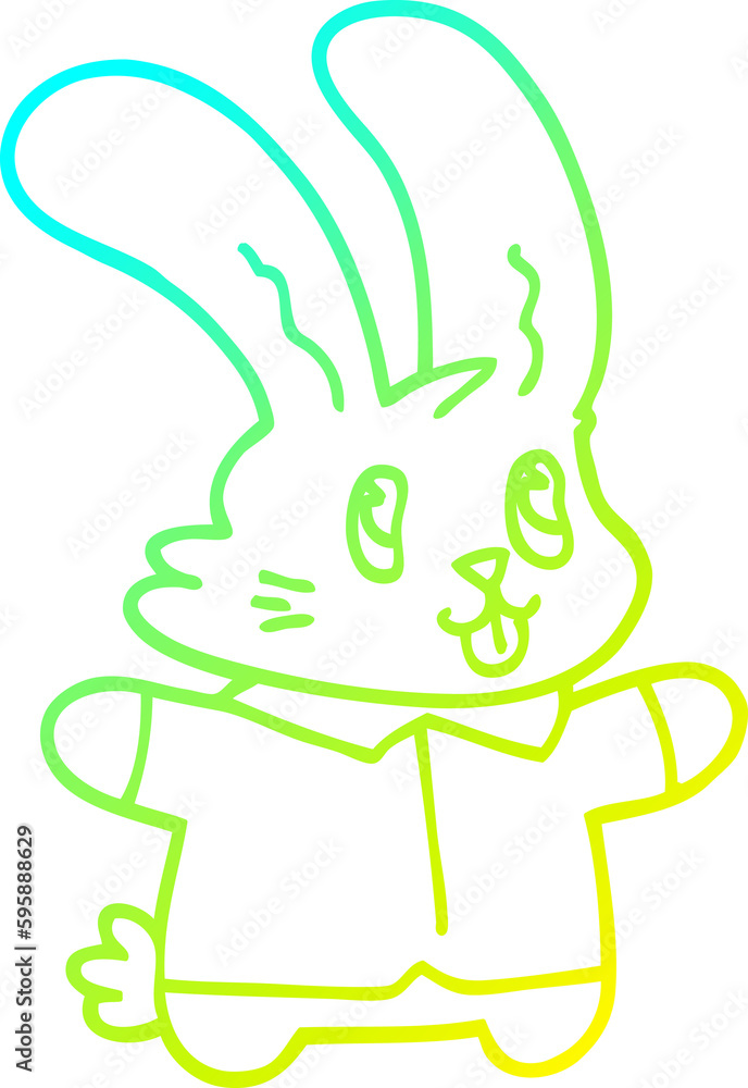 cold gradient line drawing of a cartoon happy rabbit cold gradient line drawing of a cartoon happy rabbit