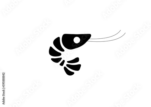 Shrimp logo icon in black and white