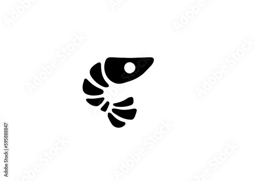 Shrimp logo icon in black and white